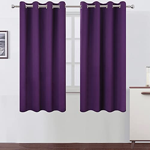 Image of LEMOMO Blackout Curtains 52 x 63 inch /Purple Curtains Set of 2 Panels /Thermal Insulated Room Darkening Bedroom Curtains
