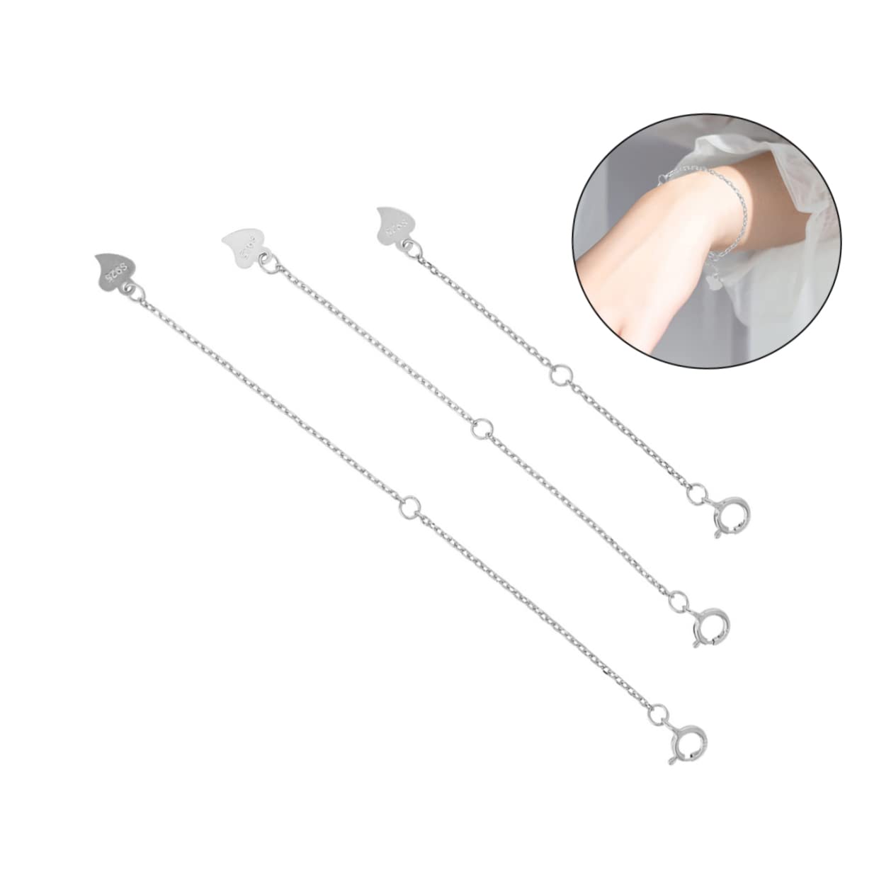 VILLCASE 9stücke Teiliges Kettenverlängerungen Aus Langlebigem Silber Für Armbänder Und Halsketten Mit Einzigartigem Design Und Praktischem Karabiner Für -schmuckgestaltung