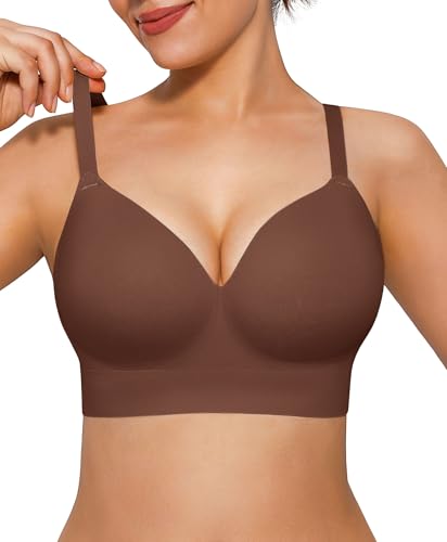 Image of Popilush Bras for Women No Underwire Seamless Wireless Support Bra Full Coverage Comfort T Shirt Bralette
