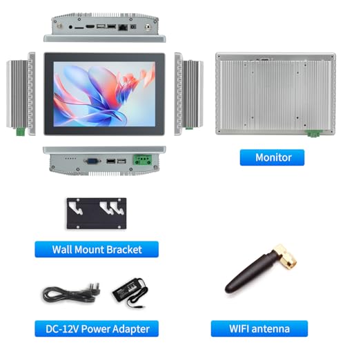 Image of 8 inch Touchscreen Monitor,Ratio 16:10 Wall Mounted Industrial Touch Screen Tablet with HD-MI Out,WiFi & BT,Build-in Speakers & VESA,Android 11 RAM 4G & ROM 32G Suitable for POS,Kitchen