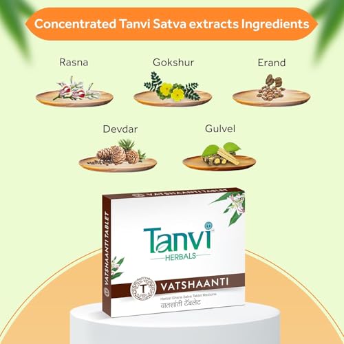 Image of Vatshaanti Tablet | Herbal Supplement For Body Pain and Gas | Completely natural | Safe and effective | GMP Certified | 90 Tabs (Pack of 3)