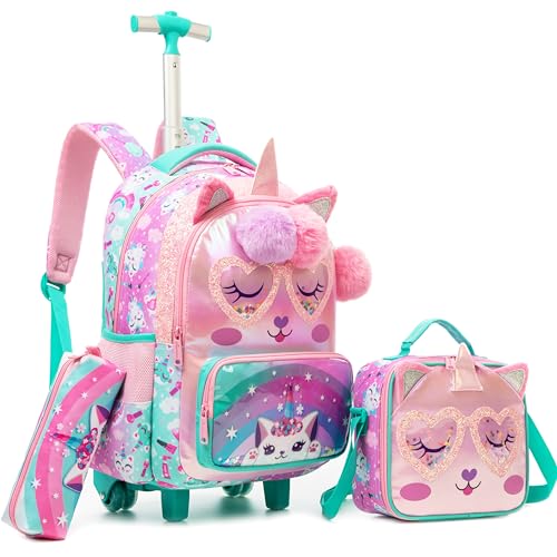 Meetbelify Kids Unicorn Rolling Backpack with Wheels...