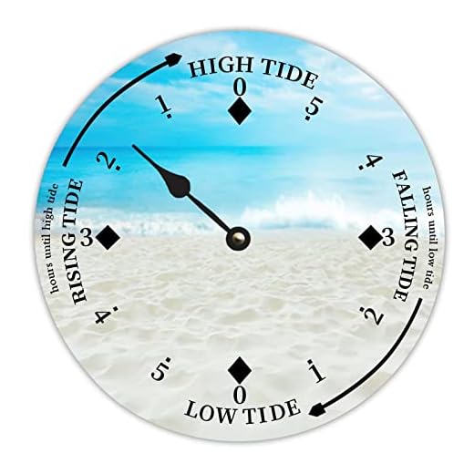 Wood Tide Clock Tropical Beach Tidal Clock Ocean Time Coastal High Tide Low Tide Clock Rustic Wooden Nautical Tide Movement Clock Decor for Beach House Kitchen Wall Art 10 Inch