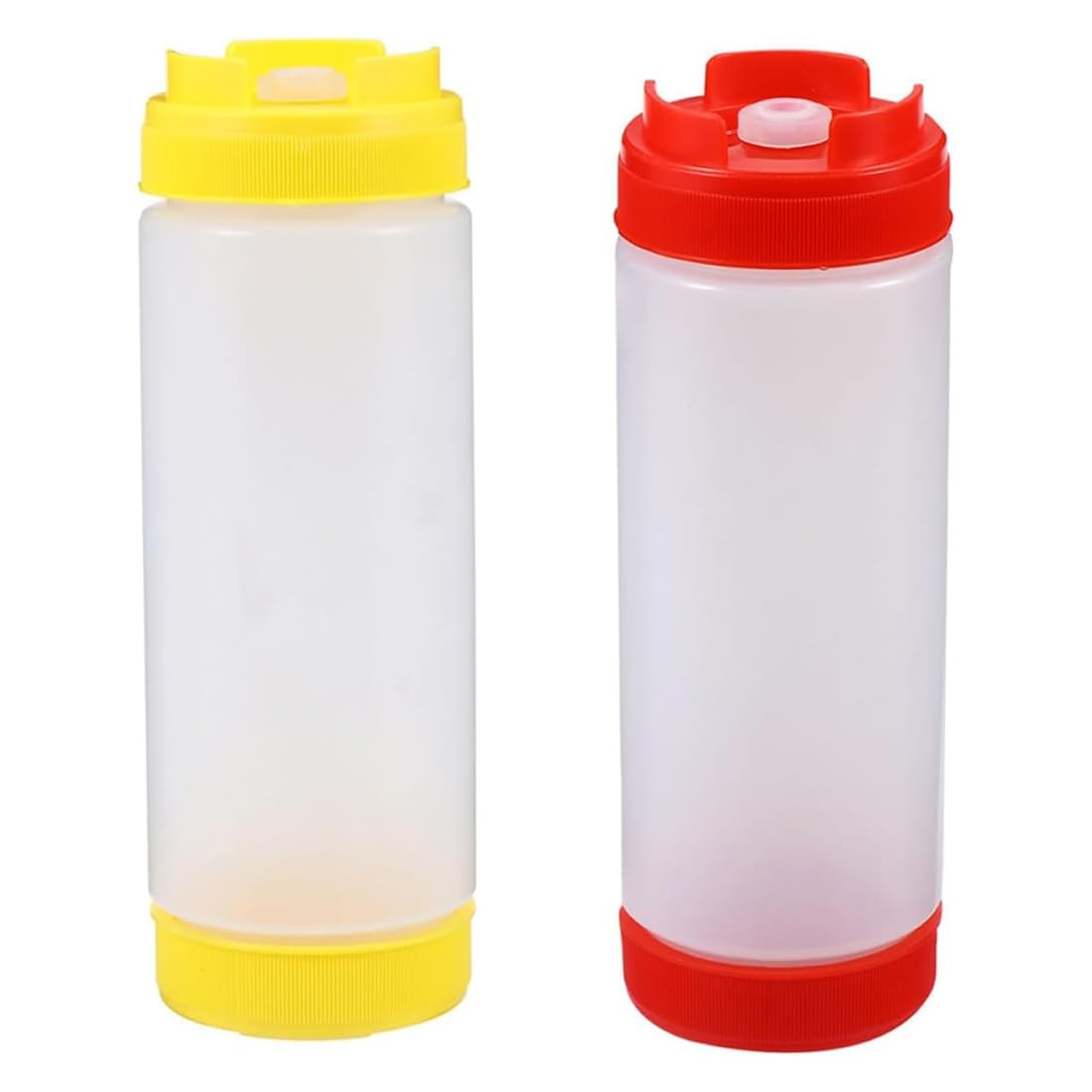 IJSDNVJNDX For Ketchup and Salad Dressing, 2pcs Two-Headed 20oz Plastic Squeeze Sauce Bottles, Red and Yellow Condiment Dispensers