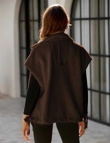 Women's Fleece Vest Oversized Fuzzy Sherpa Jacket Warm Sleeveless Button Down Outwear with Pockets4