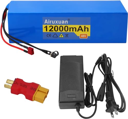 Image of 48V Ebike Battery, 48V Lithium Battery 12Ah with 2A Charger, XT60 Connector, T-Plug and BMS for 250W 550W 750W Electric Bicycles Motor /Ebike Kit