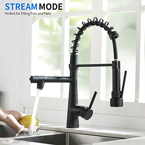 TIMACO Wasserhahn Küche Schwarz - 360° schwenkbar mit Spiralfeder Brause ausziehbar Gastro Hochdruck Küchenarmatur Spültischarmatur - Image 4
