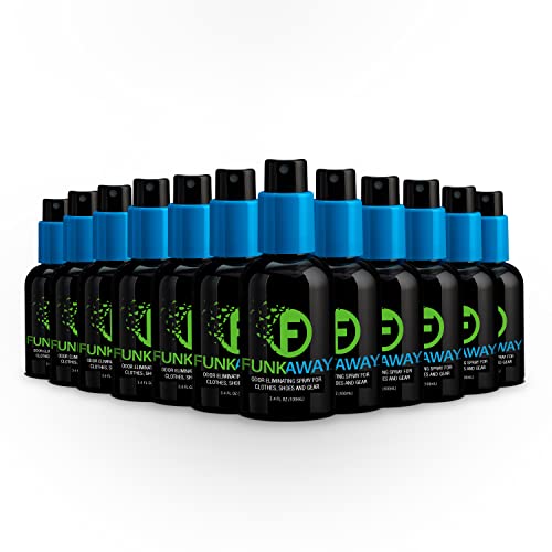 Image of FunkAway Odor Eliminator Spray for Shoes, Clothes and Gear, 3.4 oz., 12 Pack, Non-Aerosol; Mini Size for Travel, Ideal for Gym Bag, Purse, Locker or Suitcase