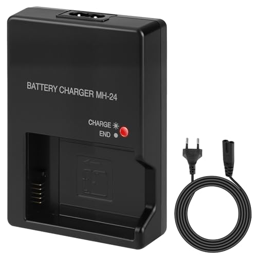 MH 24 Cargador Baterías para Nikon EN EL14 EN EL14A D3100 D3200 D3300 D3400 D3500 D5100 D5200 D5300 D5500 D5600 P7000 P7100 P7700 P7800 Carga Rápida pour Cámaras Réflex Avec Cable de Alimentación
