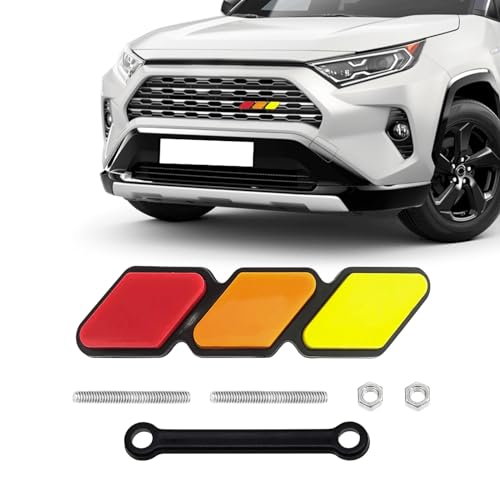 povtii Tri-Color Grille Decor Badge, Personalized Creative Grille Insert Trims, Front Grille Decoration Compatible with 4 Runner Highlander RAV4, Exterior Car Accessories (Style D)