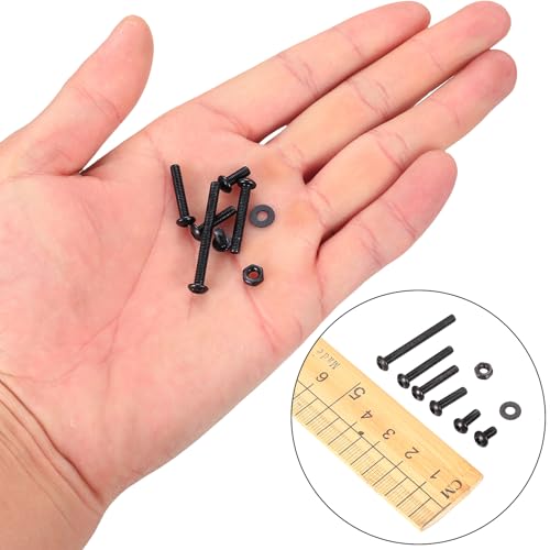 450 STK M3 Schrauben Set, Innensechskantschrauben Muttern Set, Schwarz Gewindeschrauben mit Muttern mit Unterlegscheiben Set, Linsenkopfschrauben und Muttern, Fahrrad Schrauben Set, mit Schlüssel