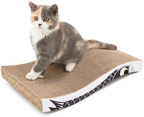 Conlun Cat Scratcher Cat Scratching Board Cardboard Cat Scratchers with Premium Scratch Textures Design Curved Shape Reversible Use Durable Scratching Pad(Large-Mountain)