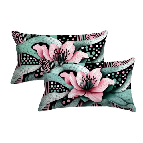 Taie oreiller 50x80 fleur lot de 2 housses de coussin moderne salon