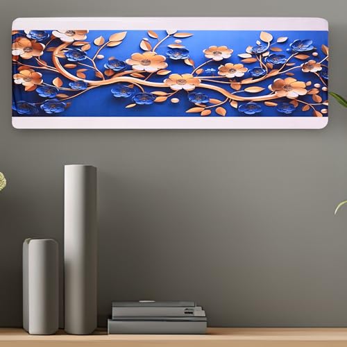 Image of Printed Split Ac Cover Indoor Unit For 1.5 Ton Capacity AC, Inner Unit Ac Cover, All Weather Cover /Attractive Digital Prints /Dustproof /Silken water-resistant Split Ac Cover (Golden Floral)
