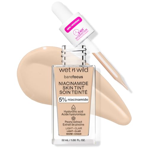 wet n wild Bare Focus Skin Tint, 5% Niacinamide Enriched, Buildable Sheer Lightweight Coverage...