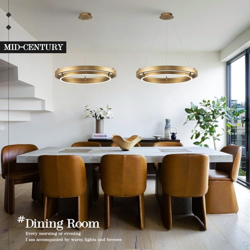 Image of LED Ring Chandelier Brass Gold Chandeliers Dimmable