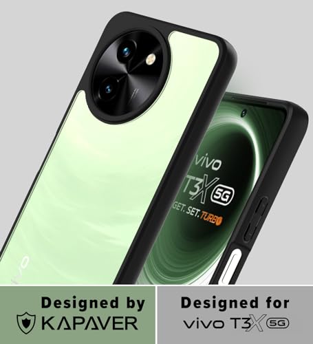 Image of KAPAVER Hybrid Series Back Cover Case Compatible with Vivo T3x (PC+TPU) (Black)