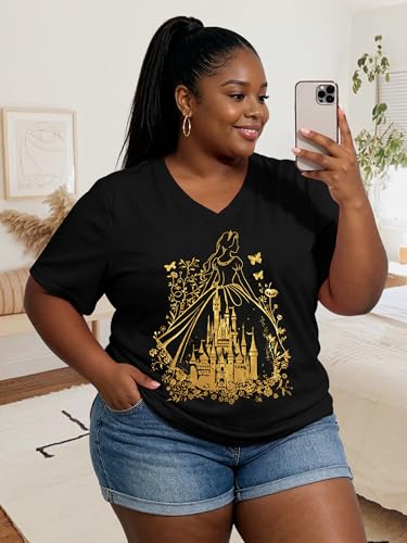 Image of NANYUAYA Plus Size Magic Shirts for Women Castle Kingdom Graphic Magical T Shirt Cute Holiday Princess Tee Vacation Tops