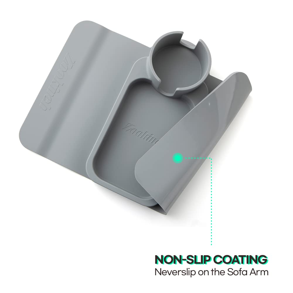 Plateau Pour Accoudoir De Canapé En Silicone - Porte-Gobelet Et Rangement | Gris, Noir, Blanc, Bleu | 43x34cm