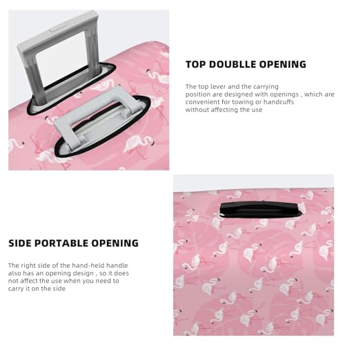 Flamingos And Flowers For Travel Luggage Cover Suitcase Protector Fits 18-32 Inch Travel Luggage Protector Elastic Luggage Anti-Scratch Suitcase Cover3