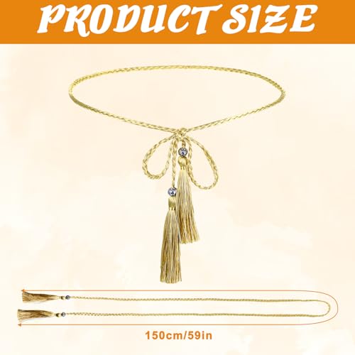 Women's Thin Braided Belt Braided Knotted Waist Belt Trendy Boho long Waist Rope for Skirt Dress Pants3