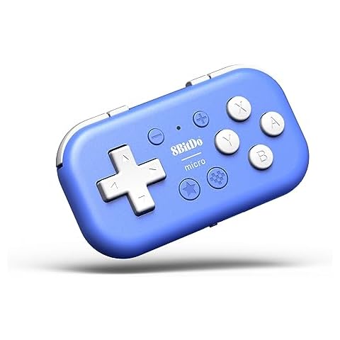 8Bitdo Micro Bluetooth Gamepad Pocket-sized Mini Controller for Switch, Android, and Raspberry Pi, Supports Keyboard Mode (Blue) Cover