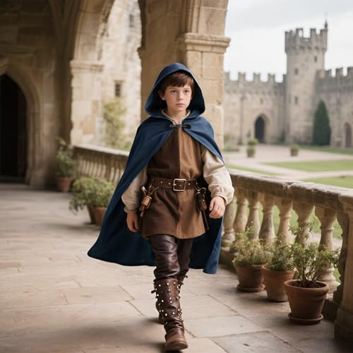 Capa Medieval Renacentista con Capucha para Niños JPXH miniatura 4