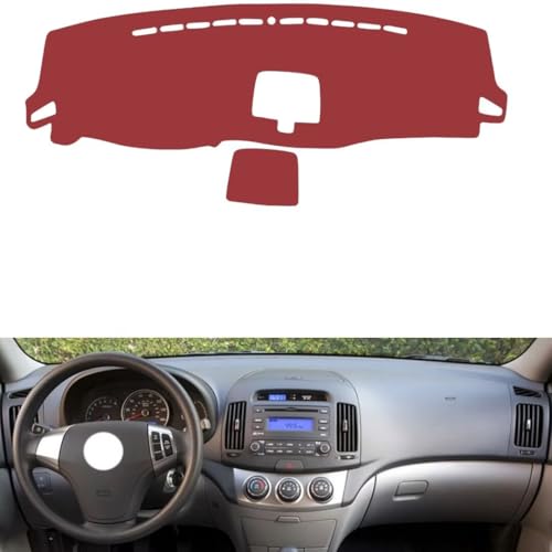 Leather Dash Board Cover mat Compatible with HyundaiHyundai I30（Storage Box），Anti-Slip,Sun Protection Dashboard Cover-red