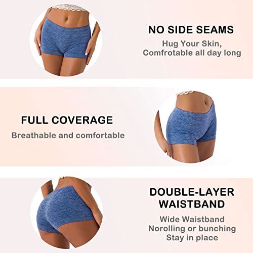 Image of DEEP TOUCH Women Boyshort Underwear Seamless Boxer Panties Breathable Stretch Boxer Briefs for Ladies 5 Pack