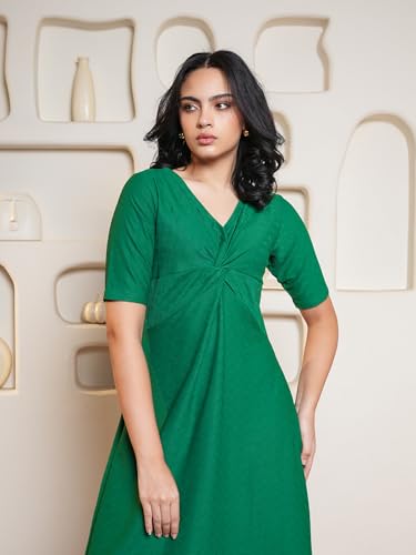 Image of PURVAJA Women's Polyester Blend A-Line Midi Dress