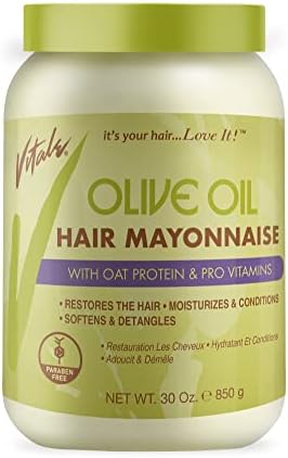 Vitale Olive Oil Hair Mayonnaise 30oz with Oat & Egg Protein and Vitamins - Good on Color & Thermal Treated Hair - for Dry & Damaged Scalp Men, Women & Kids -Moisturize and Condition
