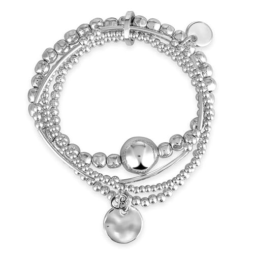 COBI 18K Gold Plated Silver Beaded Bracelets for Women, Chunky Thick Paperclip Chains, Stackable Balls Stretch Bracelet, Irregular Freshwater Pearl Pendant, Hypoallergenic Everyday Wear, Ideal Gifts