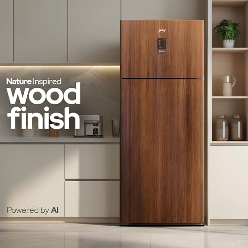 Image of Godrej 436 L 2 Star 5 Years Comprehensive Warranty AI Tech, 6-In-1 Convertible Freezer, 95%+ Food Surface Disinfection Inverter Double Door Refrigerator (RF EON 438B RCI RS WD, Rose Wood)