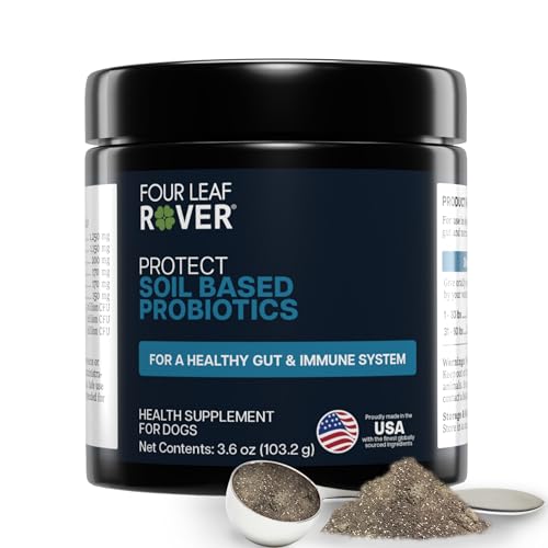 Four Leaf Rover Protect - Probiotics for Dogs - Veterinarian Formulated - with Natural Prebiotics and Antioxidants - Detoxification & Gut Health - 30 Day Large Dog Supply