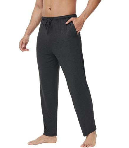 WiWi Viscose from Bamboo Men's Sleep Pant Sports Trousers with Pockets Light bottom S-XXL, Charcoal Heather, Large