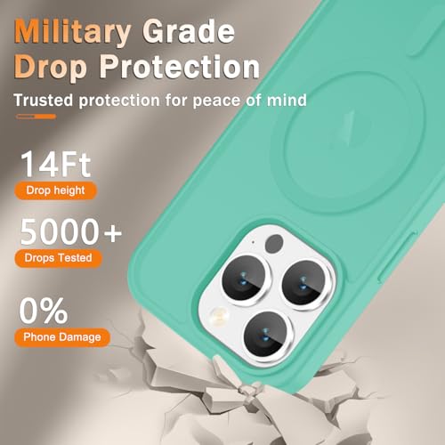 Image of YENAPOON for iPhone 15 Pro Max Case, Matte Magnetic Phone Cover [with 1 Screen Protector] [Support for MagSafe] [Shockproof Military Grade Protection] Translucent Frosted Back, Teal