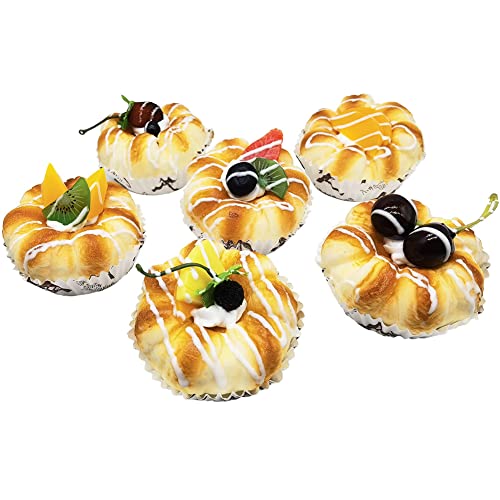 bakery props - Artificial Food Bread Tart Pie Dessert Simulation Model 6pcs Fake Cake Mousse Fruit Bakery Photography Props Decor Play Food Model Kitchen Toy