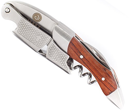 JERRZ Wine Opener by Heavy Duty Wine Key With Foil Cutter & Rosewood