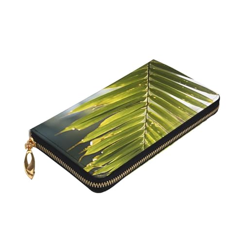 Leather Wallet - Stylish and Durable Wallet for Women with Multiple Compartments and Zipper Design Bamboo leaf Picture3