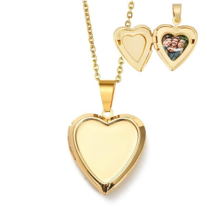 18K Real Gold Plated Heart Photo Memory Locket Pendant Necklace With Chain Valentine Gift For Women And Girls (NK1070) 1 Piece Only-image-32