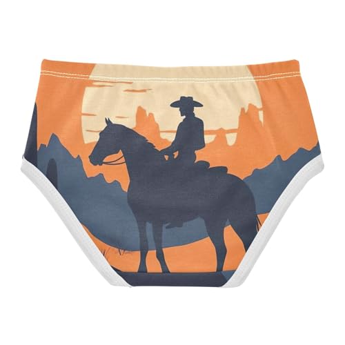 Animal Girls Underwear Toddlers 2t Cotton Panties Little Girl Western Cowboy Sunset Orange Undies Kids Briefs2