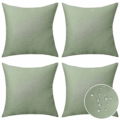 Home Brilliant Outdoor Throw Pillows for Patio Furniture Waterproof Decorative Spring Pillow Covers 20x20 Inch, 50x50cm, Set of 4, Sage Green