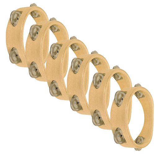 6 Pack of Tambourines by Music Teacher Supplies