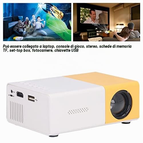 Mini Proiettore per Telefono, 24-60 Pollici 4:3, Portatile Con Schermo Enorme, Risoluzione 1920x1080, Videoproiettore per Home Theater All'aperto (SPINA UE)