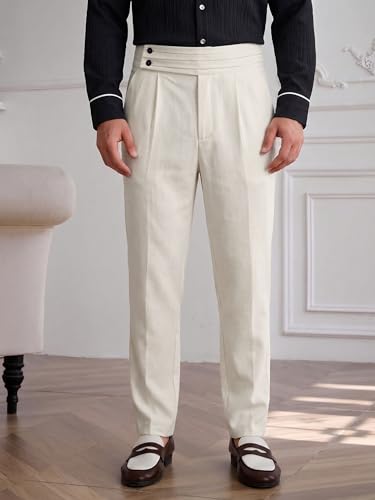 Image of TOPLOT Men's Cotton Casual Trouser | Elegant Pleated Front with Dual-Button Waistband | Comfortable Stretch Elasticity for Easy Movement | Tapered Ankle Finish | Casual & Office Wear (5277)