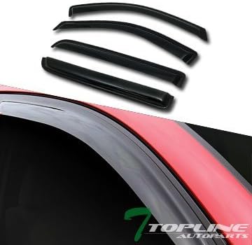 Topline Autopart Sun/Rain Guard Vent Shade Deflectors Window Visors 4Pc 04-08 F150 Super Crew Cab
