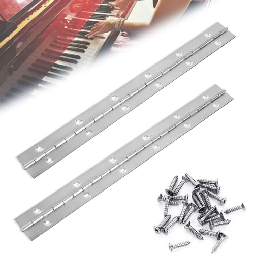 Klavierband Edelstahl 2 Stück Klavierscharnier Klavierband 30cm Edelstahl Scharnier Stangenscharnier mit 24 Schrauben für Klaviere Schranktüren Aufbewahrungs Box