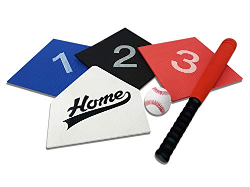 WEMOVE SPORTS Colorful Baseball and Softball Starter Set for Kids, First Whiffle Bat and Ball for Children, Toddler Baseball Bat and Ball Set with Pitching Mat