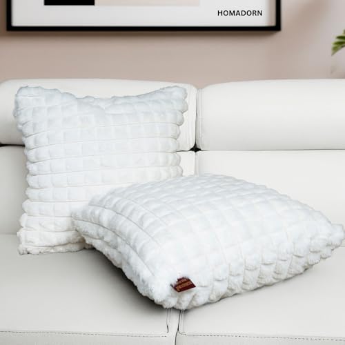Image of HOMADORN Luxury Plush Fur Reversible Cushion Cover Ultra Soft & Cozy (Pack of 2)