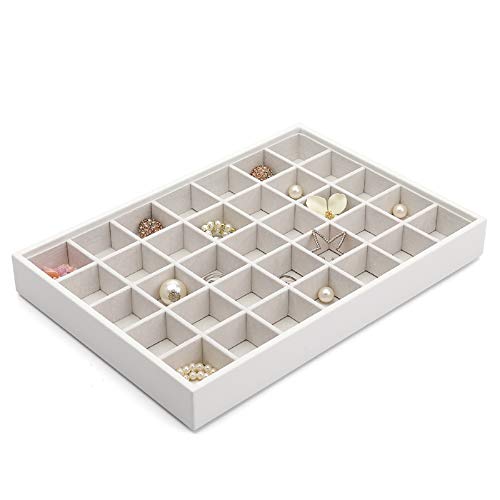 Vlando Miller Jewelry Trays-Checkerboard,Multiple Color Combinations, Large Capacity Multi-Layer Design and Fashion(White) White Large-35 Grid